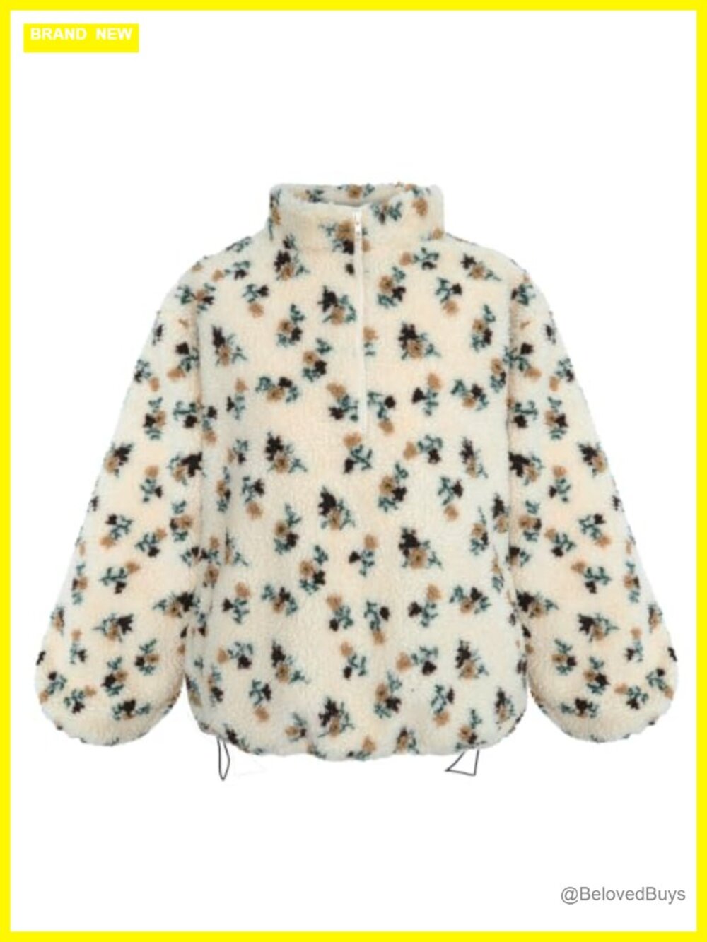 Womens Fleece Quarter Zip Sherpa Pullover Sweatshirt Oversized Floral